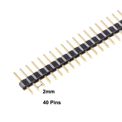 Harfington Uxcell 10Pcs 2mm Pitch 40P Single Row Straight Connector Pin Header Strip for Arduino Prototype Shield