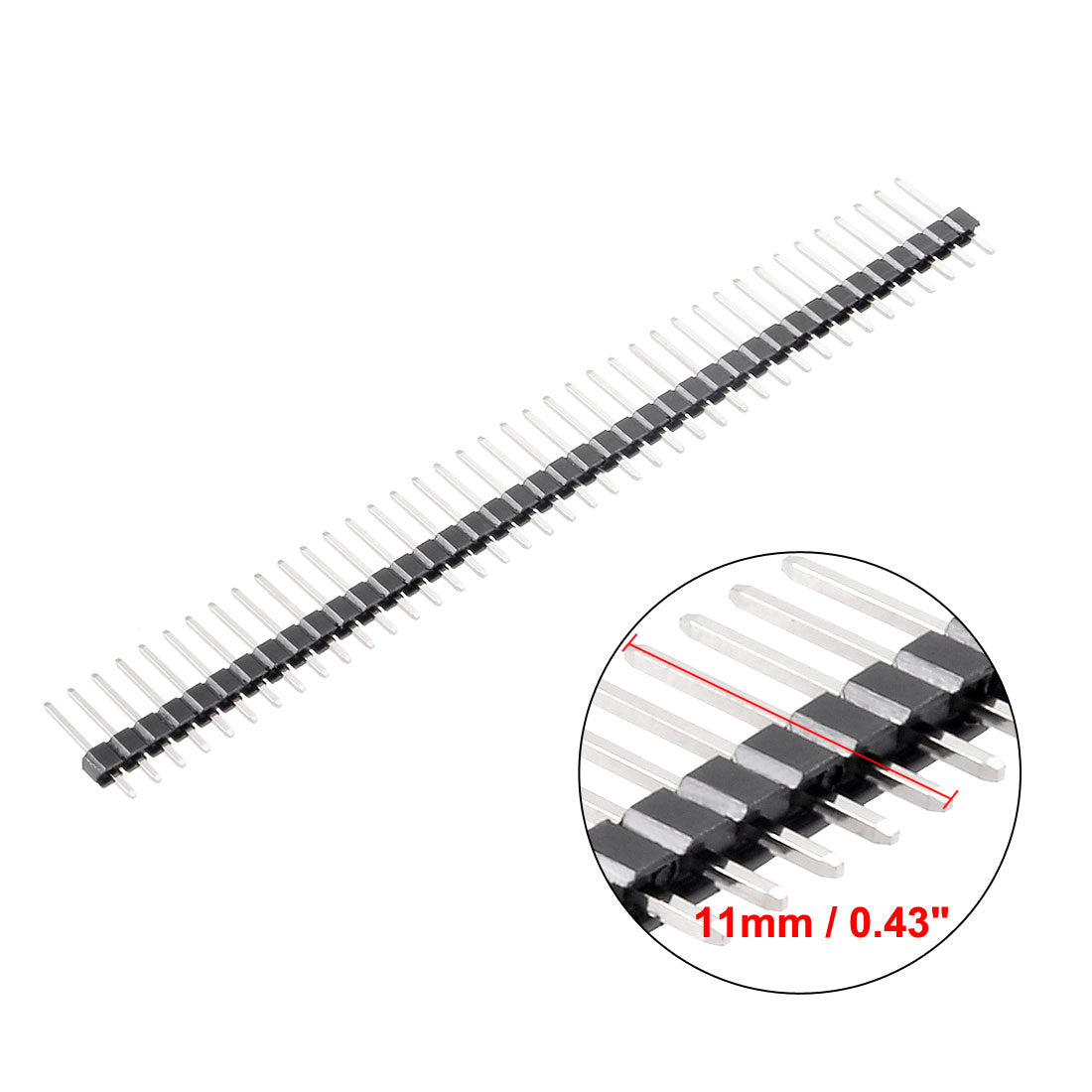 uxcell Uxcell 30Pcs 2.54mm Pitch 40-Pin 11mm Length One Row Straight Connector Pin Header Strip for Arduino Prototype Shield