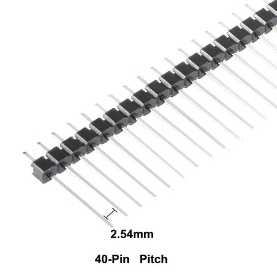 Harfington Uxcell 30Pcs 2.54mm Pitch 40-Pin 19mm Length Single Row Straight Connector Pin Header Strip for Arduino Prototype Shield