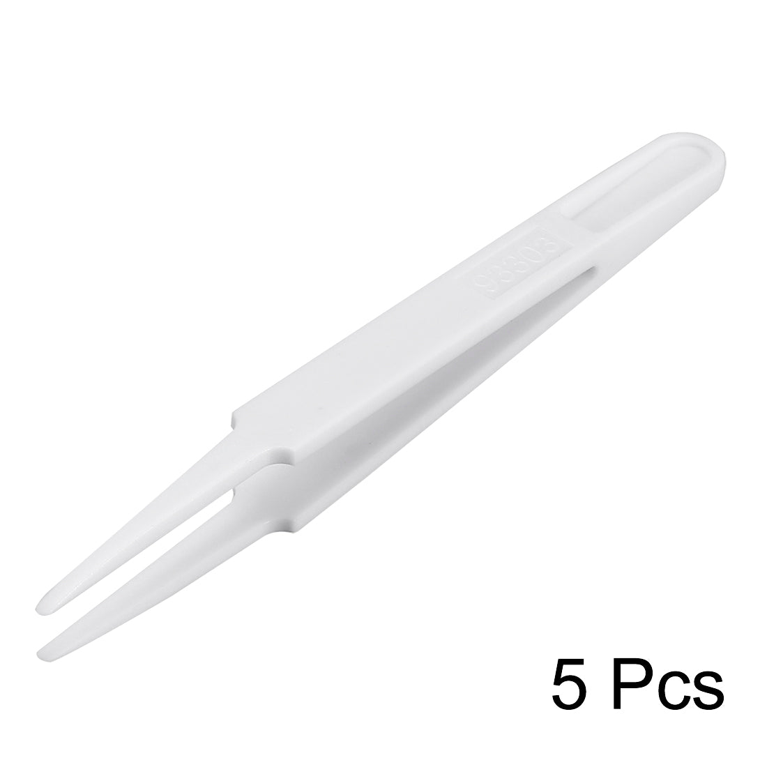 uxcell Uxcell 93303 Milky White Soft Plastic Fine Point Tip Anti-static Tweezers 4.7 Inch Length 5pcs