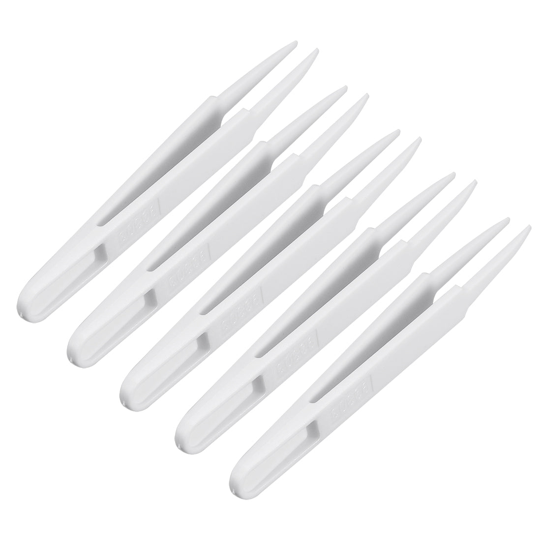 uxcell Uxcell 93303 Milky White Soft Plastic Fine Point Tip Anti-static Tweezers 4.7 Inch Length 5pcs
