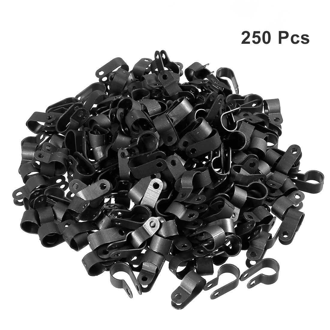 uxcell Uxcell 250pcs Nylon R-type Cable Clamp Organizer Cord Clips for Wire Management 12.7mm Black