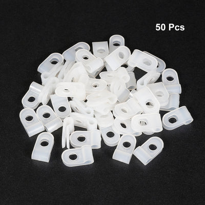 Harfington Uxcell 50Pcs Nylon R-type Cable Clamp Organizer Cord Clips for Wire Management 3.2mm White UC-0