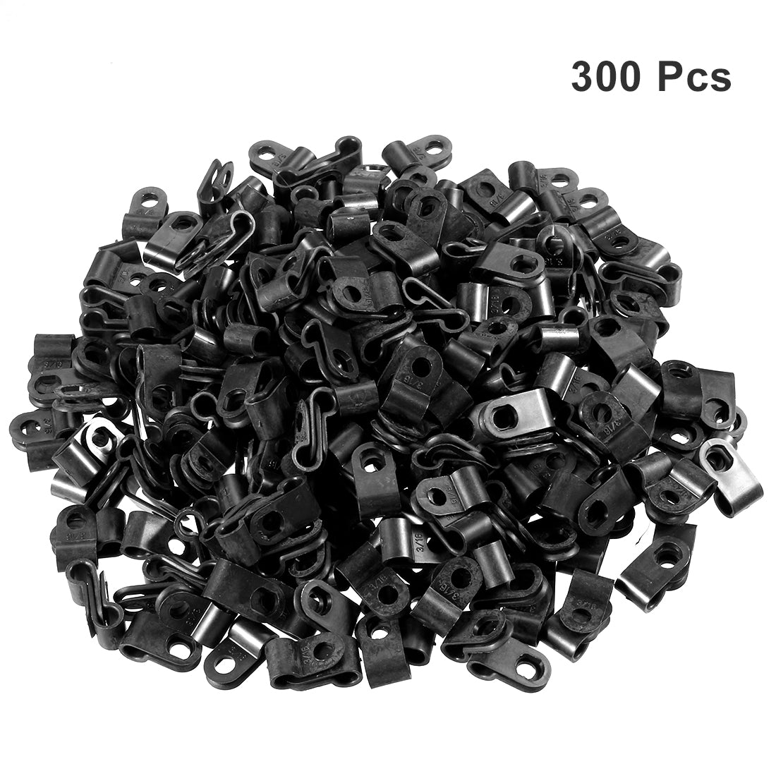 uxcell Uxcell 300Pcs Nylon R-type Cable Clamp Organizer Cord Clips for Wire Management 4.8mm Black UC-0.5