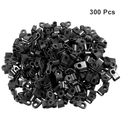 Harfington Uxcell 300Pcs Nylon R-type Cable Clamp Organizer Cord Clips for Wire Management 4.8mm Black UC-0.5