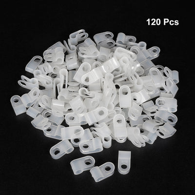 Harfington Uxcell 120Pcs Nylon R-type Cable Clamp Organizer Cord Clips for Wire Management 4.8mm White UC-0.5