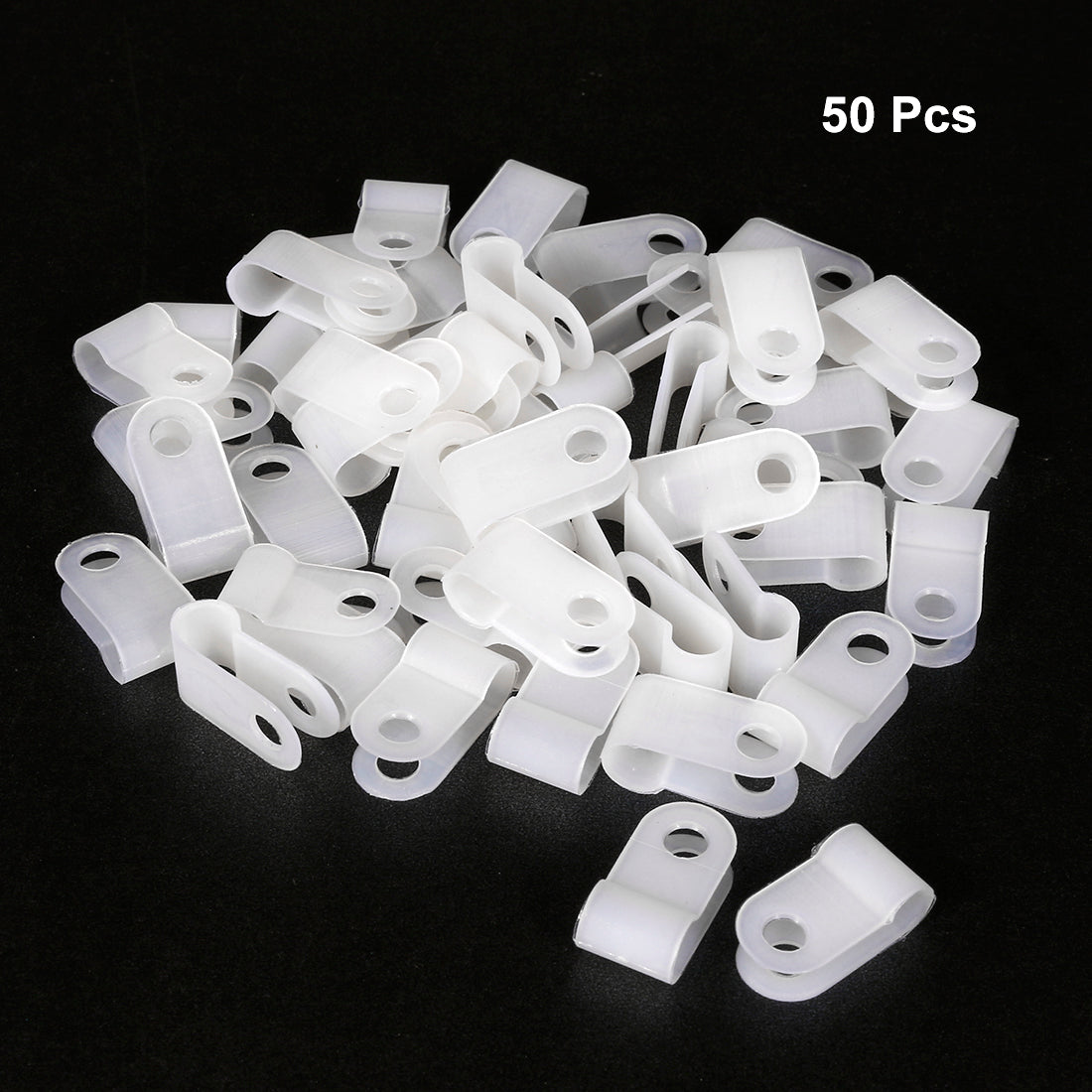 uxcell Uxcell 50pcs Nylon R-type Cable Clamp Organizer Cord Clips for Wire Management 5.3mm White