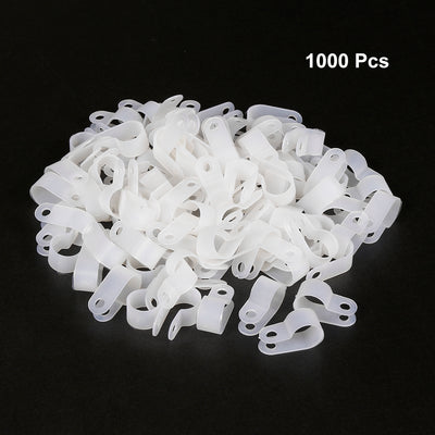 Harfington Uxcell 1000pcs Nylon R-type Cable Clamp Organizer Cord Clips for Wire Management 15.8mm White