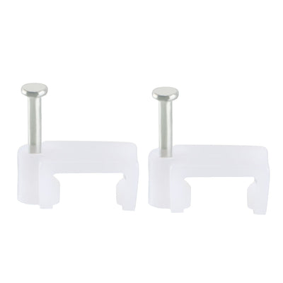 Harfington Uxcell 200pcs Flat Cable Clip Nail Coaxial Tacks Wire Clips 10mm White