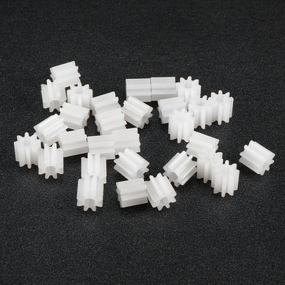 Harfington Uxcell 30Pcs 082A Plastic Gear Accessories 8 Teeth White for DIY Car Robot Motor