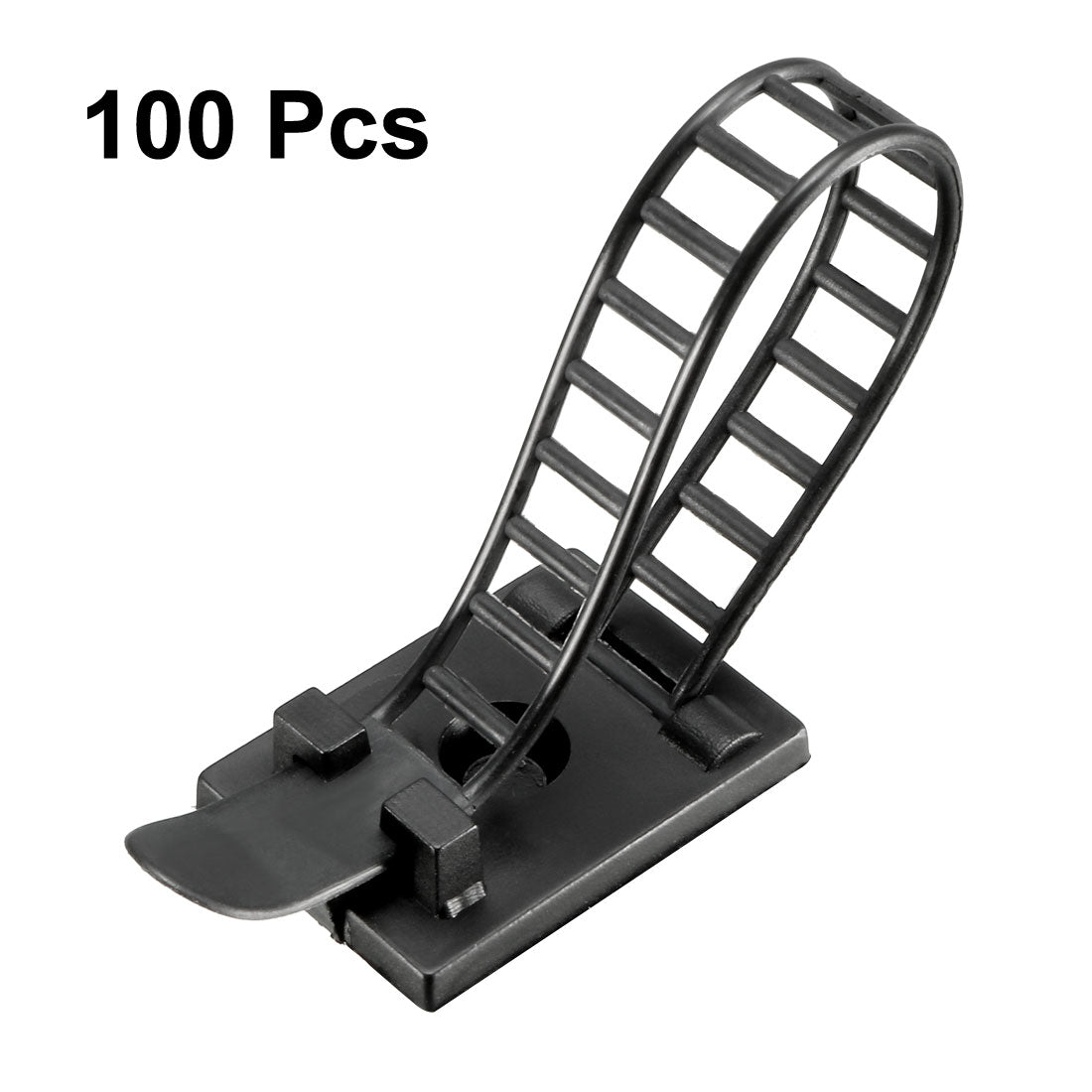 uxcell Uxcell 100pcs Adjustable Cable Clips Adhesive Straps Clamps with Optional Screw Mount Multi Cables