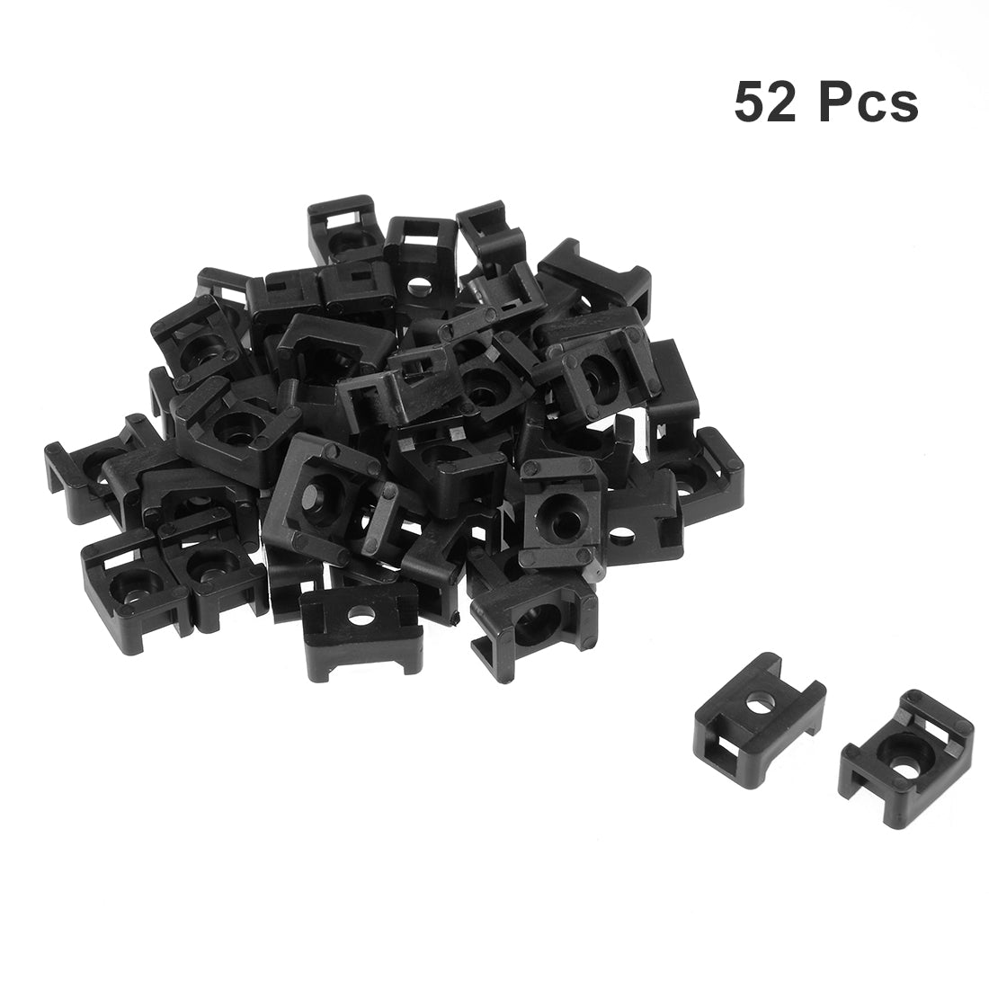 uxcell Uxcell Cable Tie Mount Base Saddle Type Wire Holder Nylon 5.2mm Hole Width Black 52Pcs
