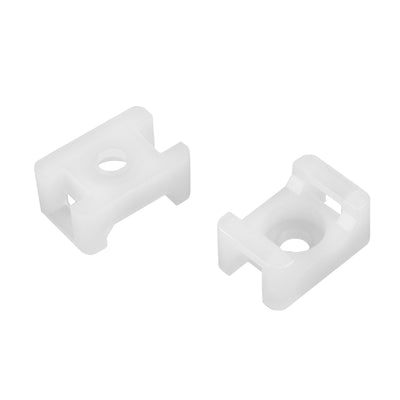 uxcell Uxcell Cable Tie Mount Base Saddle Type Wire Holder Nylon 5.2mm Hole Width White 50Pcs