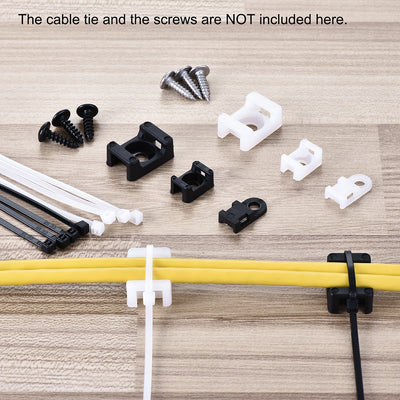 Harfington Uxcell Cable Tie Mount Base Saddle Type Wire Holder Nylon 9.2mm Hole Width White 20Pcs