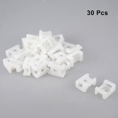 Harfington Uxcell Cable Tie Base Wire Holder Nylon 9.2mm Hole Width White 6.5mm Dia Hole 30Pcs
