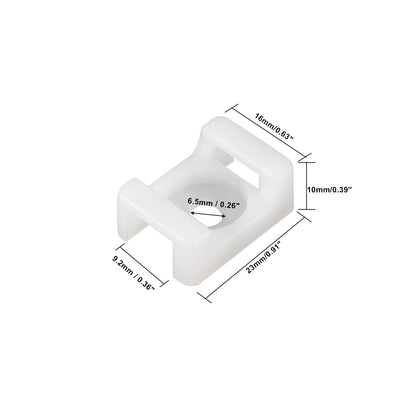 Harfington Uxcell Cable Tie Base Wire Holder Nylon 9.2mm Hole Width White 6.5mm Dia Hole 30Pcs