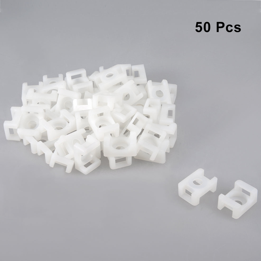 uxcell Uxcell Cable Tie Mount Base Saddle Type Wire Holder Nylon 6.5mm Hole Width White 50Pcs