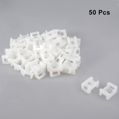 Harfington Uxcell Cable Tie Mount Base Saddle Type Wire Holder Nylon 6.5mm Hole Width White 50Pcs