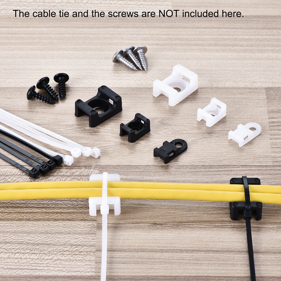 uxcell Uxcell Cable Tie Mount Base Saddle Type Wire Holder Nylon 6.5mm Hole Width White 50Pcs
