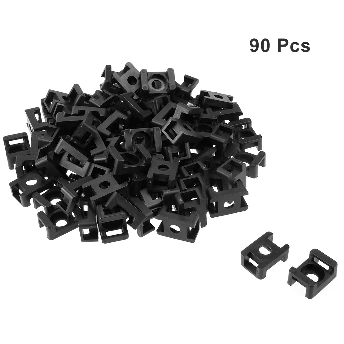 uxcell Uxcell Cable Tie Base Saddle Type Wire Holder Nylon 9mm Hole Width Black 5mm Hole 90Pcs