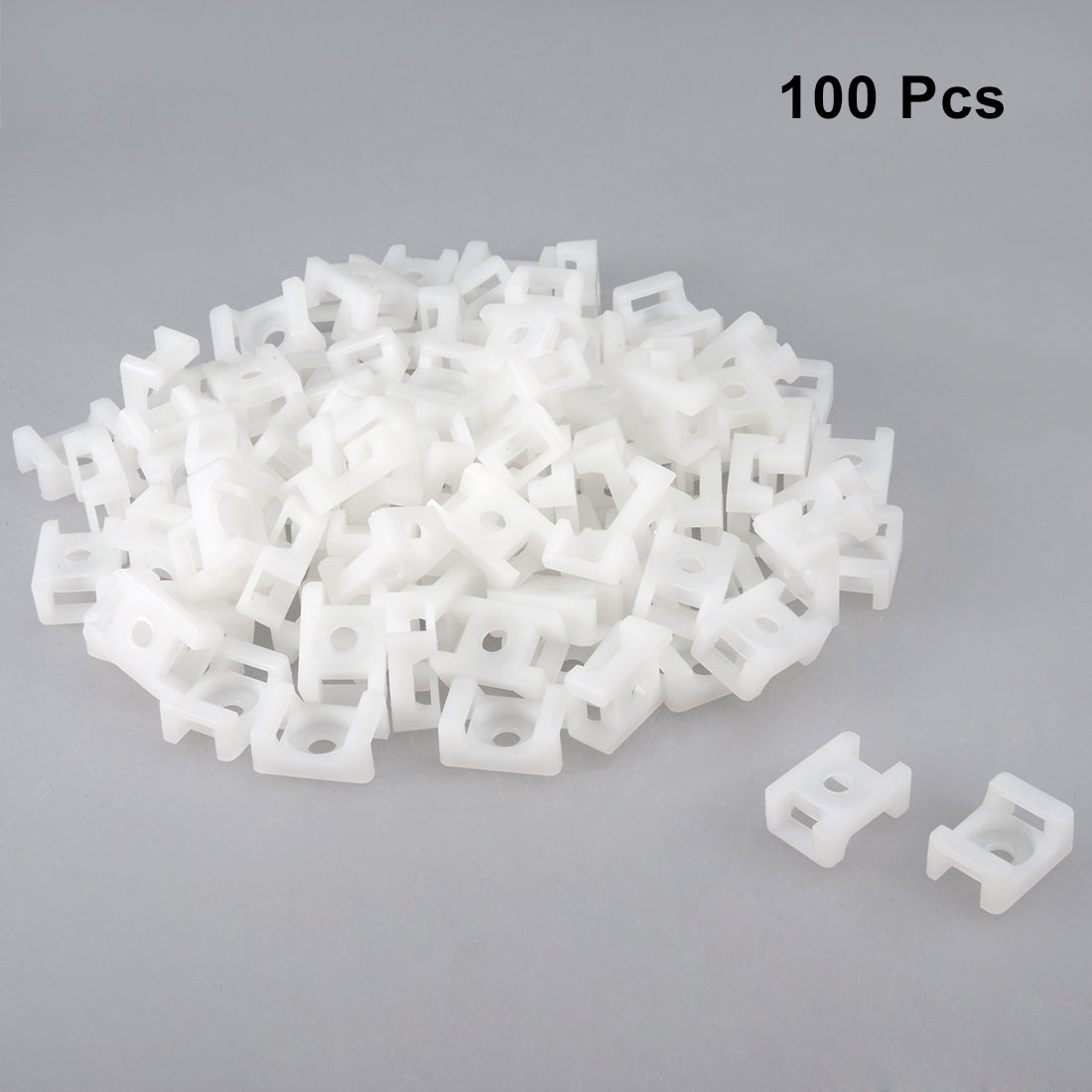 uxcell Uxcell Cable Tie Mount Base Saddle Type Wire Holder Nylon 9mm Hole Width White 100Pcs