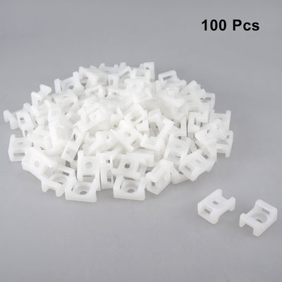 Harfington Uxcell Cable Tie Mount Base Saddle Type Wire Holder Nylon 9mm Hole Width White 100Pcs