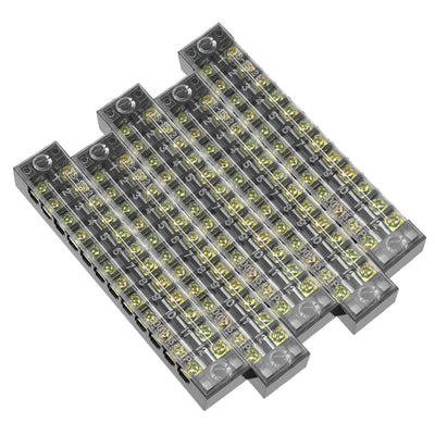 Harfington Uxcell 5 Pcs 12 Positions Dual Rows 600V 15A Cable Barrier Block Terminal Strip TB-1512L