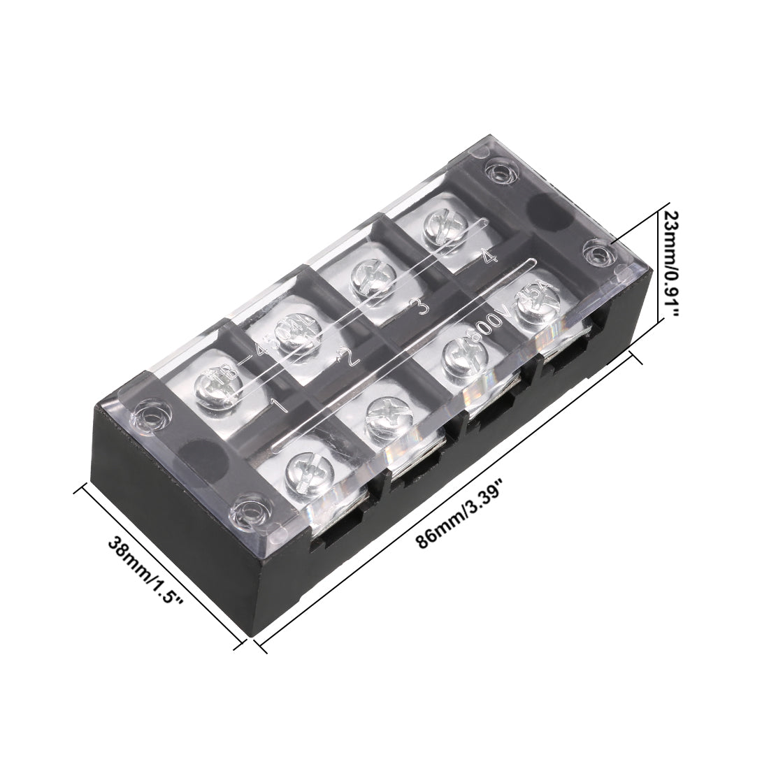 uxcell Uxcell Dual Rows 4 Positions 600V 45A Wire Barrier Block Terminal Strip TB-4504L