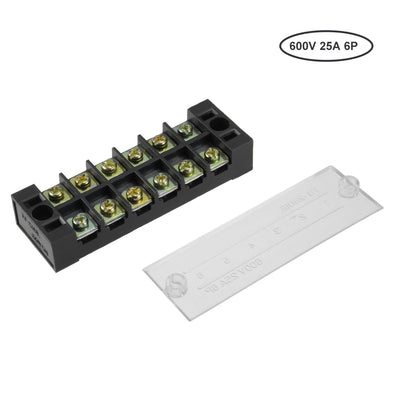 Harfington Uxcell Dual Rows 6 Positions 600V 25A Wire Barrier Block Terminal Strip TB-2506L