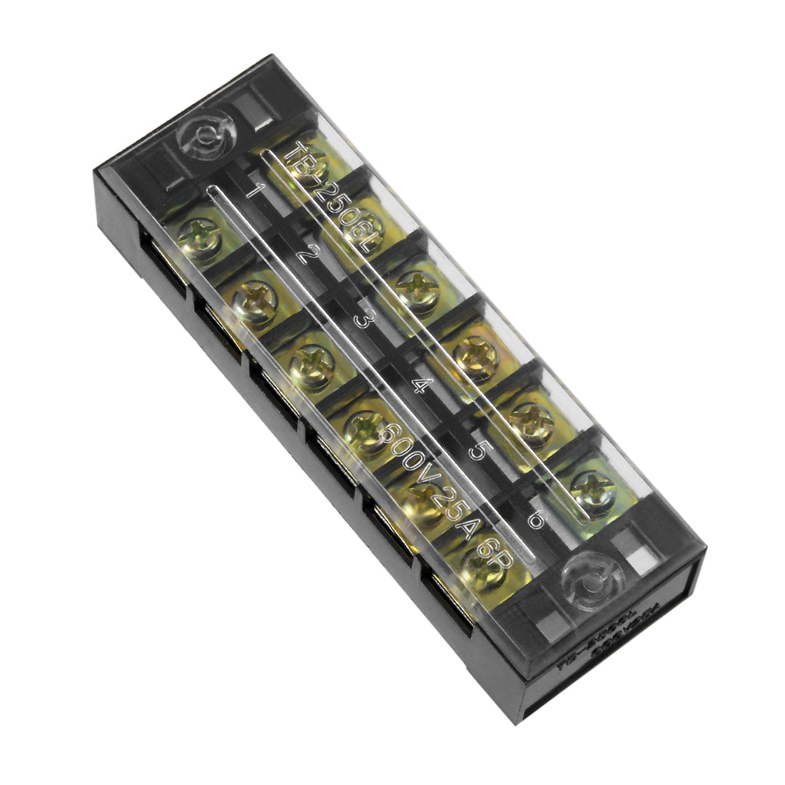 uxcell Uxcell Dual Rows 6 Positions 600V 25A Wire Barrier Block Terminal Strip TB-2506L