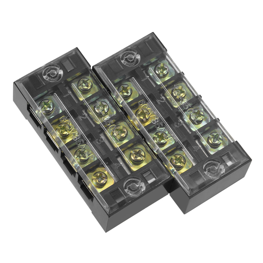 uxcell Uxcell 2 Pcs 4 Positions Dual Rows 600V 35A Wire Barrier Block Terminal Strip TB-3504L