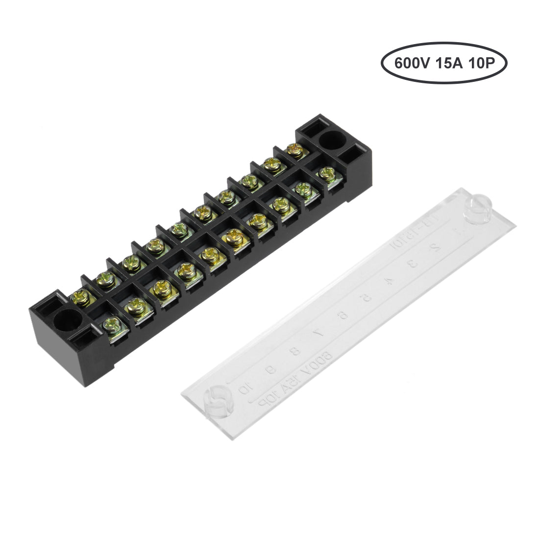 uxcell Uxcell 3 Pcs 10 Positions Dual Rows 600V 15A Wire Barrier Block Terminal Strip TB-1510L