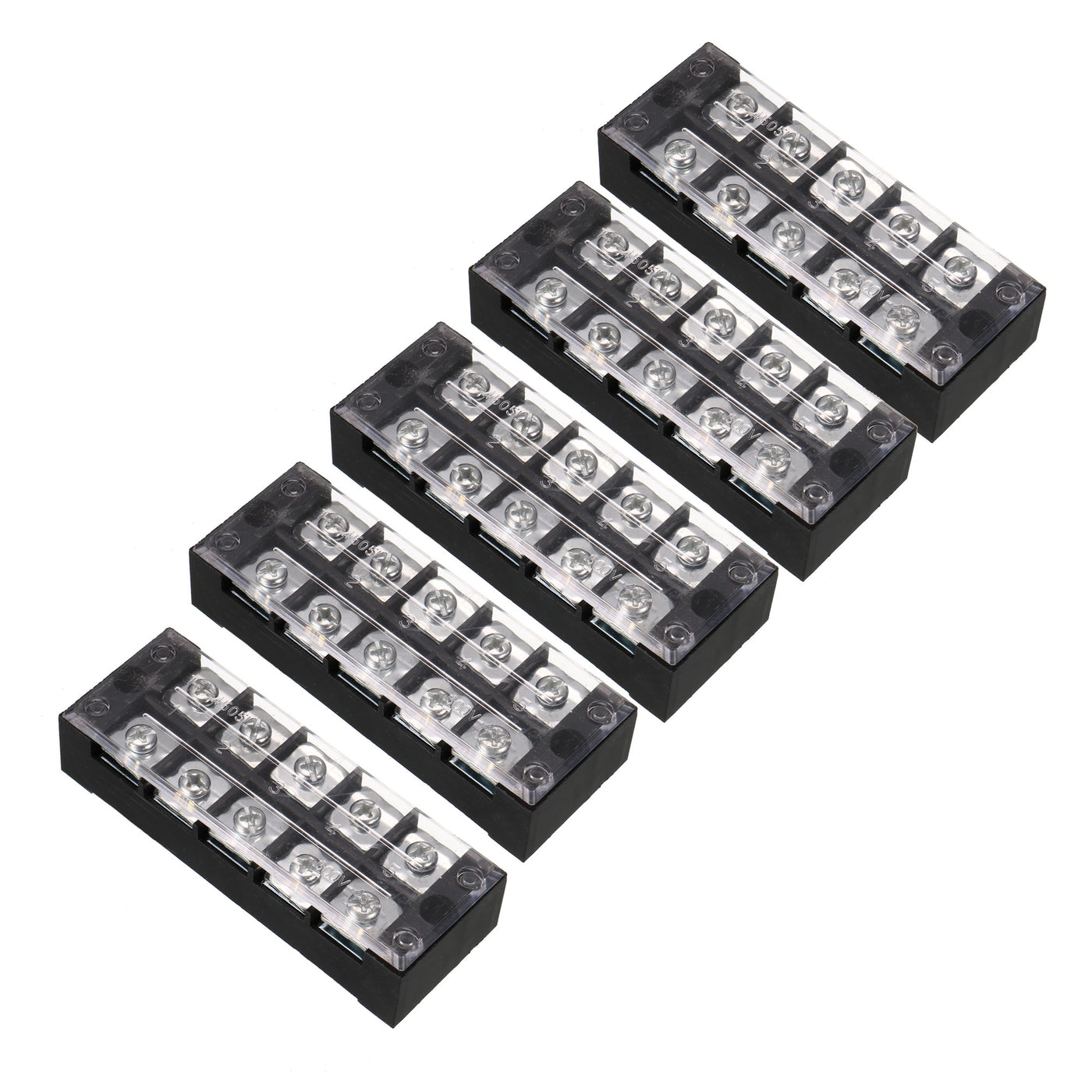 uxcell Uxcell 5 Pcs 5 Positions Dual Rows 600V 45A Wire Barrier Block Terminal Strip TB-4505L