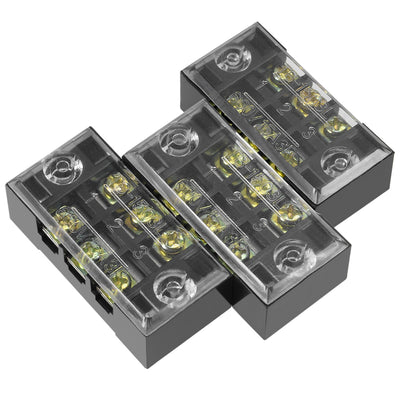 Harfington Uxcell 3 Pcs 3 Positions Dual Rows 600V 15A Wire Barrier Block Terminal Strip TB-1503L