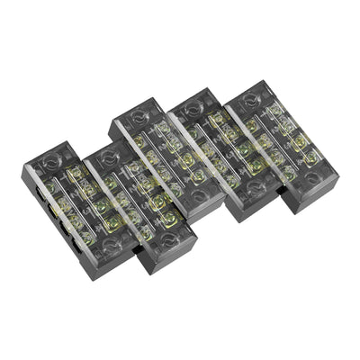 Harfington Uxcell 5 Pcs 4 Positions Dual Rows 600V 15A Cable Barrier Block Terminal Strip TB-1504L