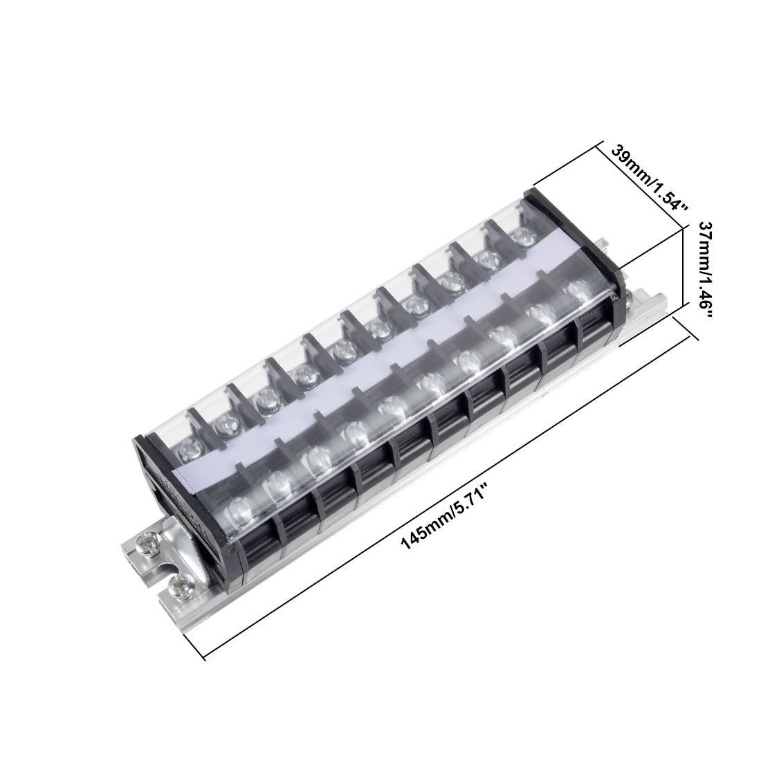 uxcell Uxcell Barrier Terminal Strip Block 660V 20A Dual Rows 10P DIN Rail Base Screw Connector