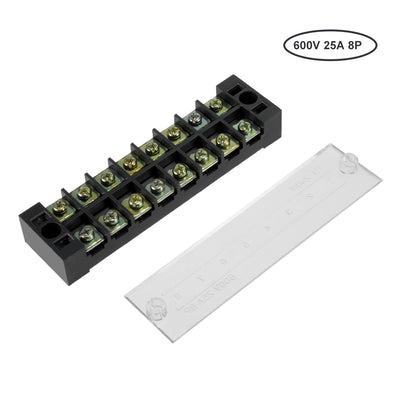 Harfington Uxcell 2 Pcs Dual Rows 8 Positions 600V 25A Cable Barrier Block Terminal Strip TB-2508L