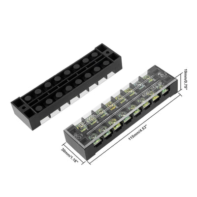 Harfington Uxcell 2 Pcs Dual Rows 8 Positions 600V 25A Cable Barrier Block Terminal Strip TB-2508L