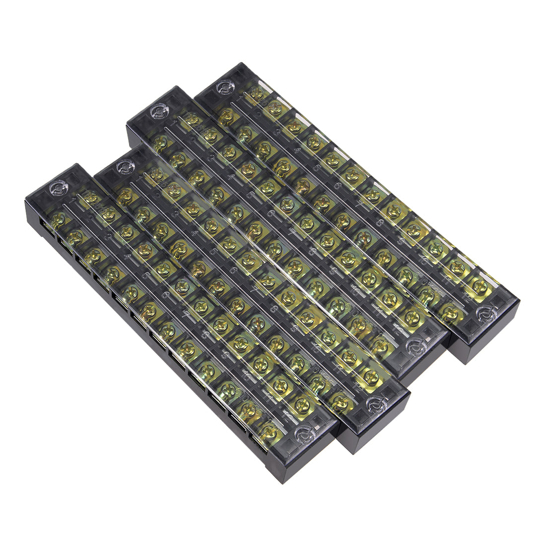 uxcell Uxcell 4 Pcs 12 Positions Dual Rows 600V 25A Cable Barrier Block Terminal Strip TB-2512L