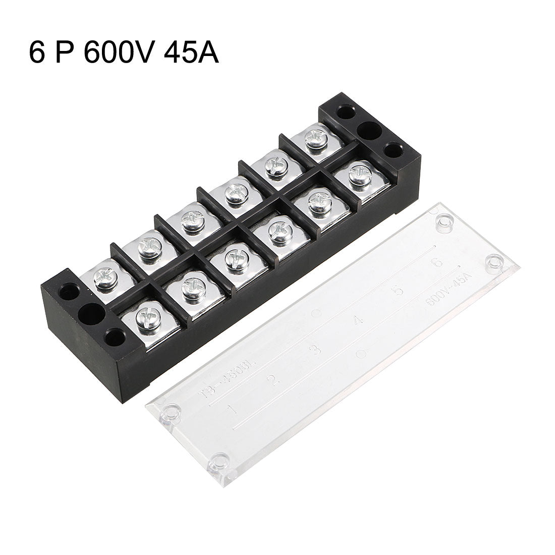 uxcell Uxcell 2 Pcs 6 Positions Dual Rows 600V 45A Cable Barrier Block Terminal Strip TB-4506L