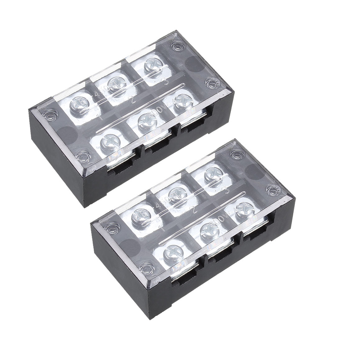 uxcell Uxcell 2 Pcs 3 Positions Dual Rows 600V 45A Cable Barrier Block Terminal Strip TB-4503L