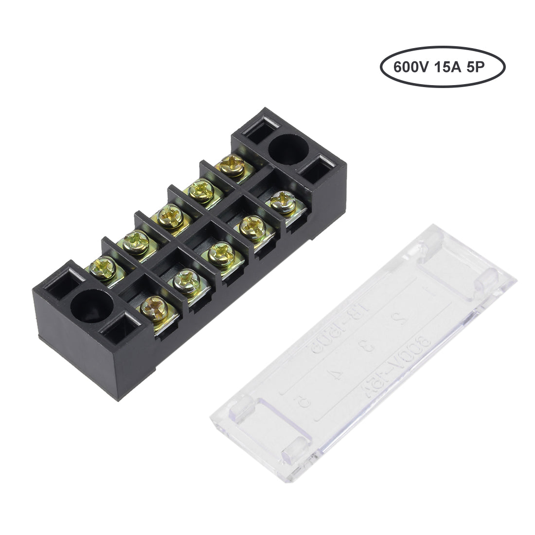 uxcell Uxcell 5Pcs Dual Rows 5Positions 600V 15A,Cable Barrier Block Terminal Strip TB-1505L