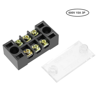 Harfington Uxcell 5 Pcs Dual Rows 3 Positions 600V 15A Cable Barrier Block Terminal Strip TB-1503L