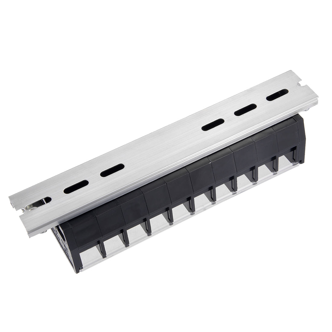 uxcell Uxcell Barrier Terminal Strip Block 660V 30A Dual Rows 10 Position DIN Rail Base Covered Screw
