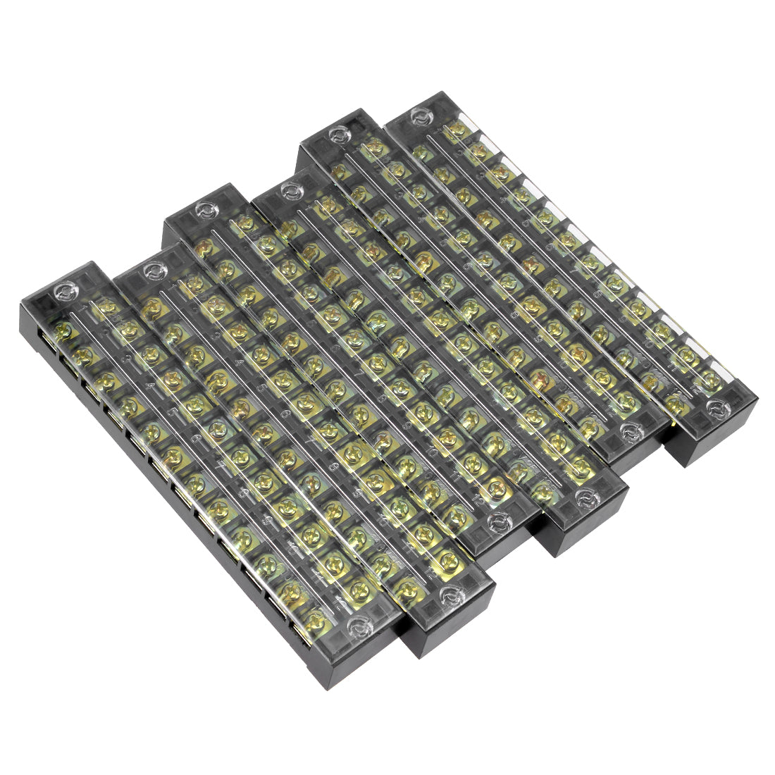 uxcell Uxcell 6 Pcs Dual Rows 12 Positions 600V 25A Cable Barrier Block Terminal Strip TB-2512L