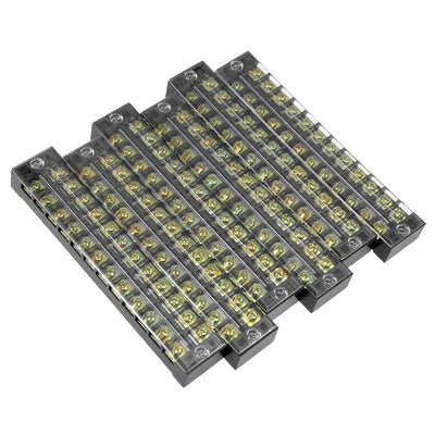 Harfington Uxcell 6 Pcs Dual Rows 12 Positions 600V 25A Cable Barrier Block Terminal Strip TB-2512L