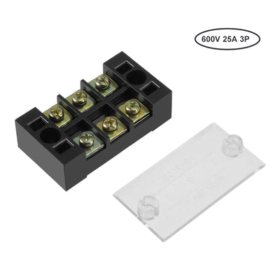 Harfington Uxcell 6 Pcs Dual Rows 3 Positions 600V 25A Cable Barrier Block Terminal Strip TB-2503L