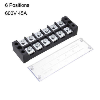 Harfington Uxcell 4 Pcs 6 Positions Dual Rows 600V 45A Cable Barrier Block Terminal Strip TB-4506L