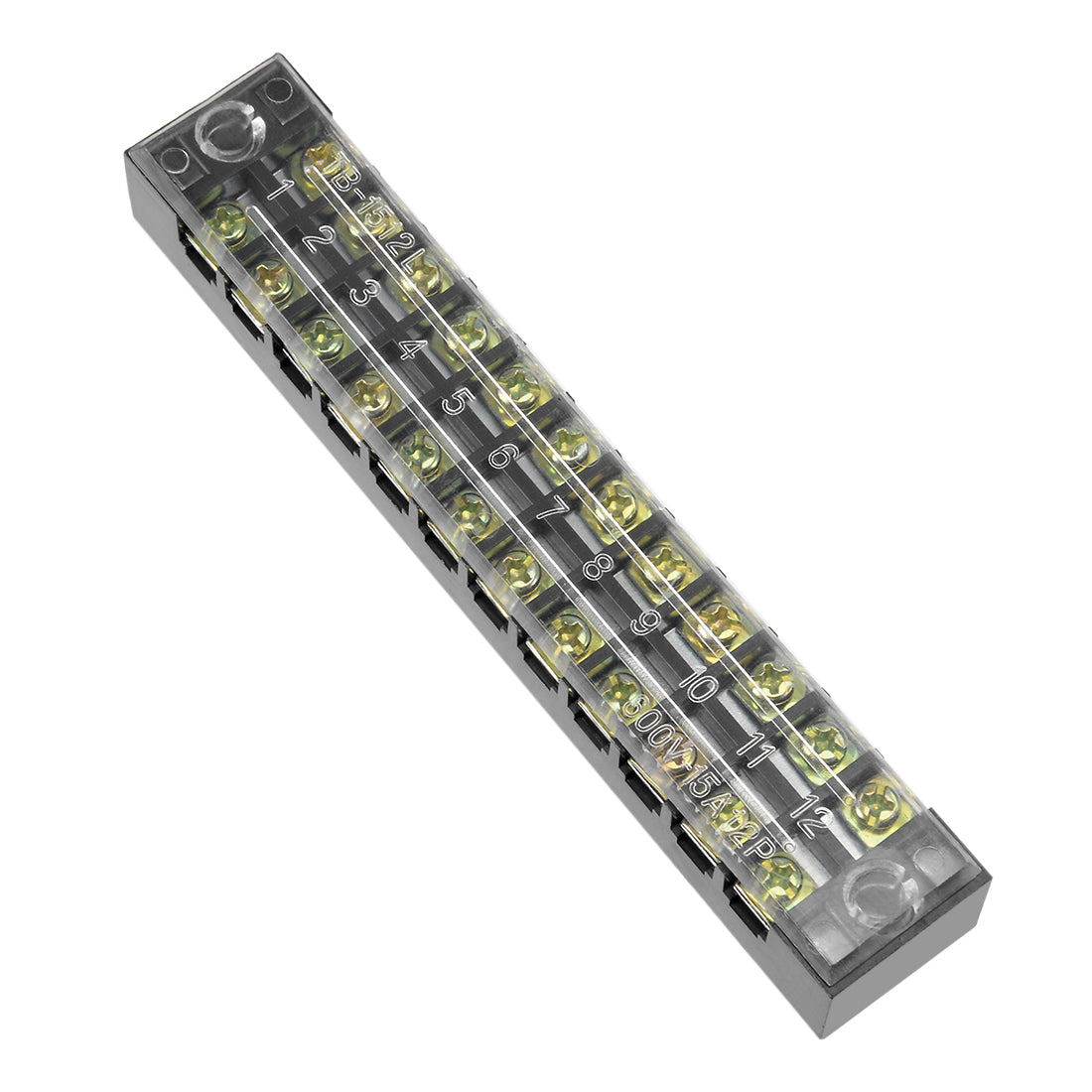 uxcell Uxcell Dual Rows 12 Positions 600V 15A Wire Barrier Block Terminal Strip TB-1512L