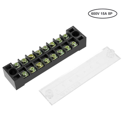 Harfington Uxcell 8 Pcs 8 Positions Dual Rows 600V 15A Cable Barrier Block Terminal Strip TB-1508L